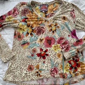 Johnny Was Multicolor Floral Long Sleeve Top